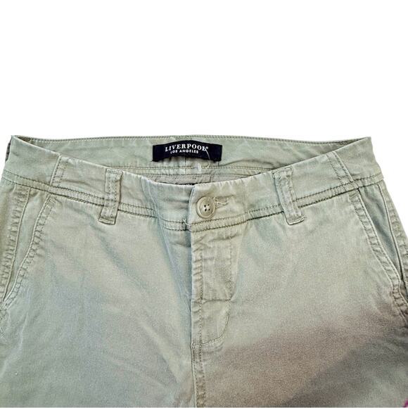 Liverpool Los Angeles Olive Green Boyfriend Cut Soft Khaki Pants Cuffed Ankle - Picture 10 of 16